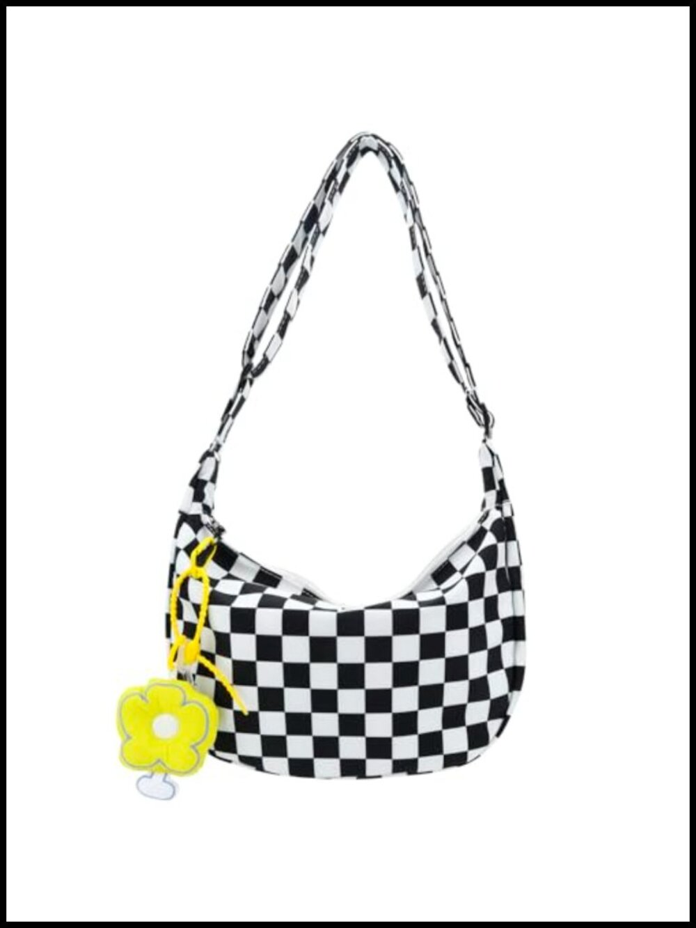 Nylon Checkered Crossbody Bag Lightweight Messenger Purse